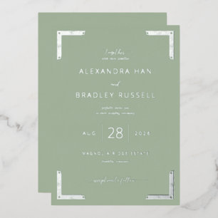 Elegant Sage Green Wedding Invitation