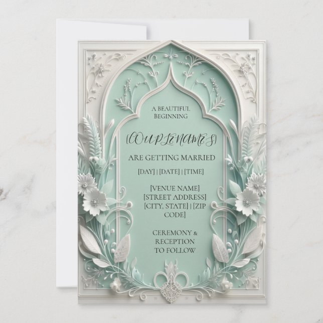 Elegant Sage Green Wedding Invitation (Front)