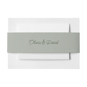 Elegant Sage Green Wedding  Invitation Belly Band