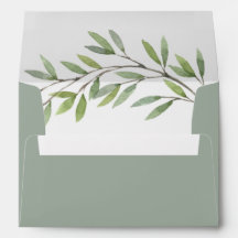 Elegant Sage Green Wedding Invitation Envelope
