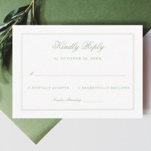 Elegant Sage Green Wedding Kindly Reply Enclosure Card