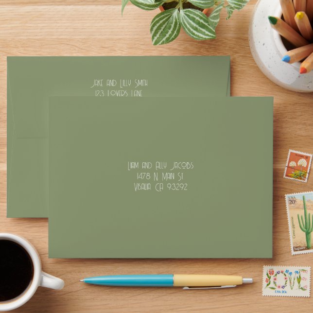 Elegant Sage Green Wedding Mailing Envelope (Desk)
