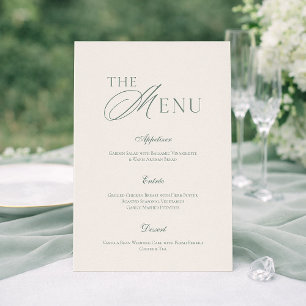 Elegant Sage Green Wedding Menu Card 