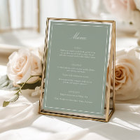 Elegant Sage Green Wedding Menu Script Calligraphy
