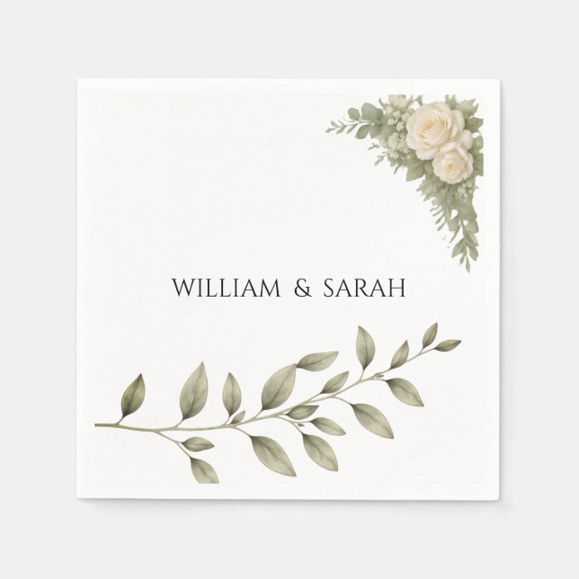 Elegant sage green wedding napkins  (Front)