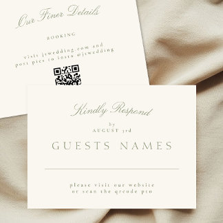 Elegant Sage Green Wedding QR CODE RSVP Card