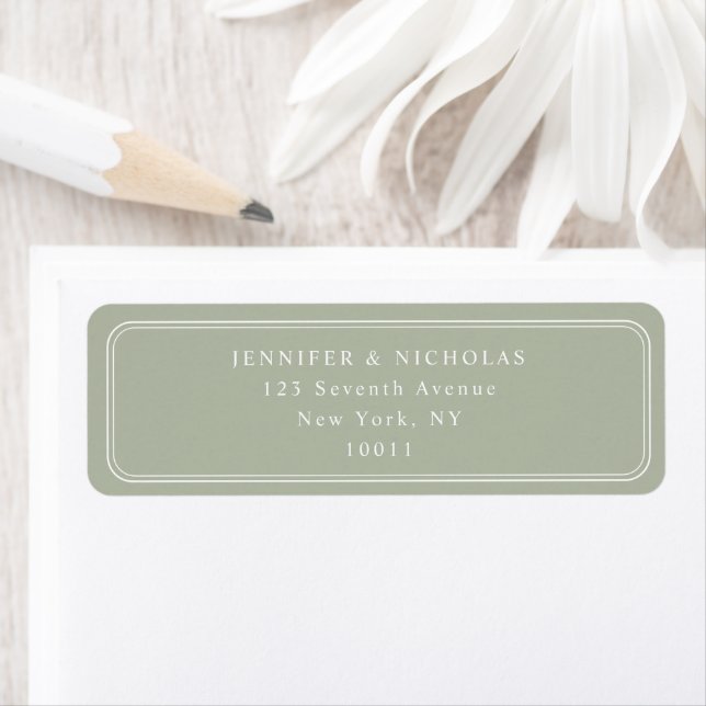 Elegant Sage Green Wedding Return Address (Insitu)
