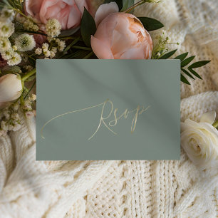 Elegant Sage Green Wedding RSVP Card
