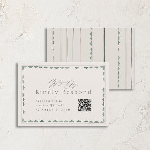 Elegant Sage Green Wedding RSVP Card with QR Code