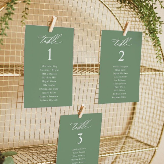 Elegant Sage Green Wedding Seating Chart Cards (Creator Uploaded)