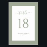 Elegant Sage Green Wedding Table Number<br><div class="desc">Simple,  yet elegant sage green wedding table numbers. Easily personalise online. Matching items available to complement this modern sage green wedding table number card.</div>