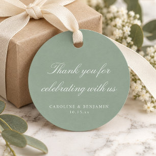 Elegant Sage Green Wedding Thank You Script Favour Tags