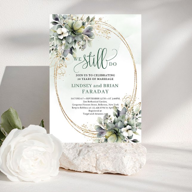Elegant Sage Green Wedding Vows Invitation Boho (Elegant Sage Green Wedding Vows Invitation Boho)