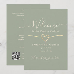 Elegant Sage Green Wedding Weekend Welcome Letter Invitation
