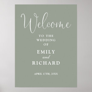 Elegant Sage Green Wedding Welcome Sign