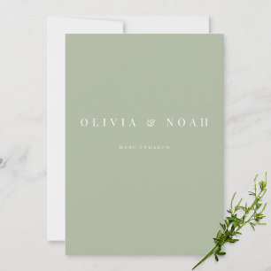 Elegant Sage Green We're Engaged Announcement Card