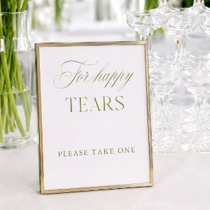 Elegant Sage Green & White For Happy Tears Sign