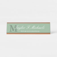 Elegant Sage Green White Monogram & Name