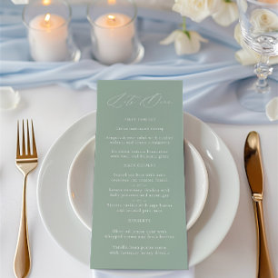 Elegant Sage Green & White Wedding Menu
