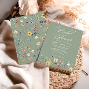 Elegant Sage Green Wildflower Bridal Shower Invitation