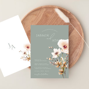 Elegant Sage Green Wildflower Floral Wedding Invitation