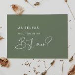 Elegant sage green Will you be my best man card<br><div class="desc">A modern typography and a trendy sage green colour for your wedding stationery: choose this simple and elegant wedding suite. Fully customisable: you can change the background as well as the text colour as you like.</div>