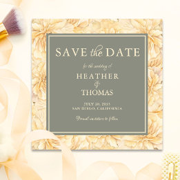 Elegant Sage Green Yellow Floral  Save The Date