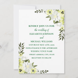 Elegant Sage Green & Yellow Floral Wedding Invitation