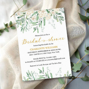 Elegant Sage Greenery Bridal Shower Invitation