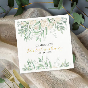 Elegant Sage Greenery Bridal Shower Napkin
