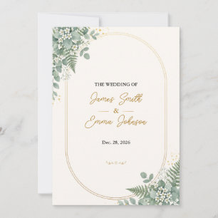Elegant Sage Greenery Eucalyptus Gold Foil Wedding Invitation