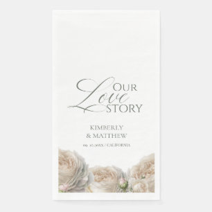 Elegant Sage Greenery Roses Wedding  Napkin