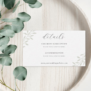 Elegant Sage Greenery Wedding Details Enclosure Card