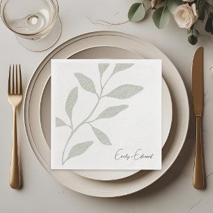 Elegant Sage Greenery Wedding Personalised Name Napkin