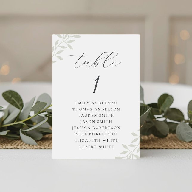 Elegant Sage Greenery Wedding Seating Chart Table Number (Creator Uploaded)