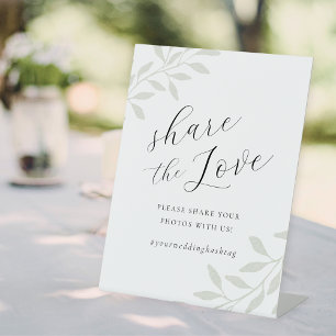 Elegant Sage Greenery Wedding Share the Love Pedestal Sign
