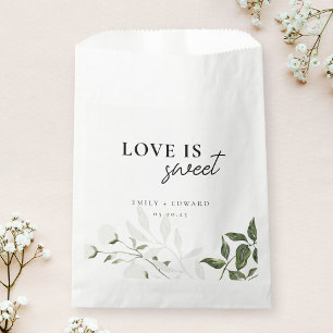 Elegant Sage Greenery & White Floral Love is Sweet Favour Bags
