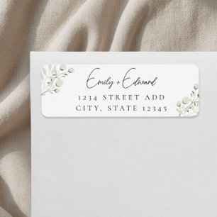 Elegant Sage Greenery White Floral Wedding Address