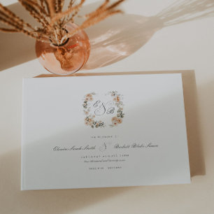 Elegant Sage GreenGarden Floral Wedding Guest Book