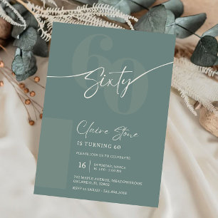 Elegant Sage Grey 60th Birthday Invitation
