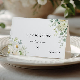 Elegant Sage & Ivory Wedding Meal Choice Place  Table Number