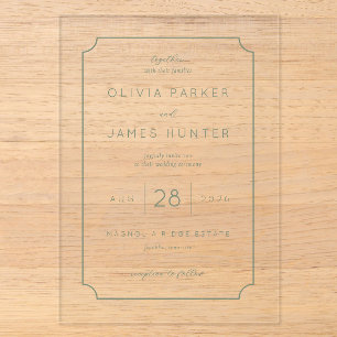 Elegant Sage Minimalist Wedding Acrylic Invitations