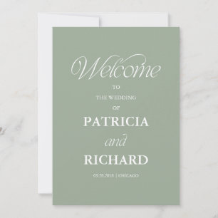 Elegant Sage Minimalist Wedding Ceremony Program Invitation