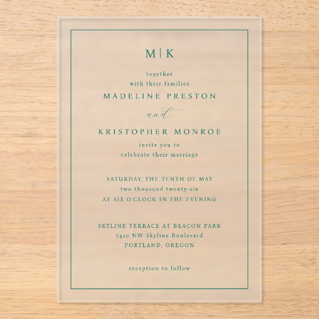 Elegant Sage Minimalist Wedding Invitation (Front)