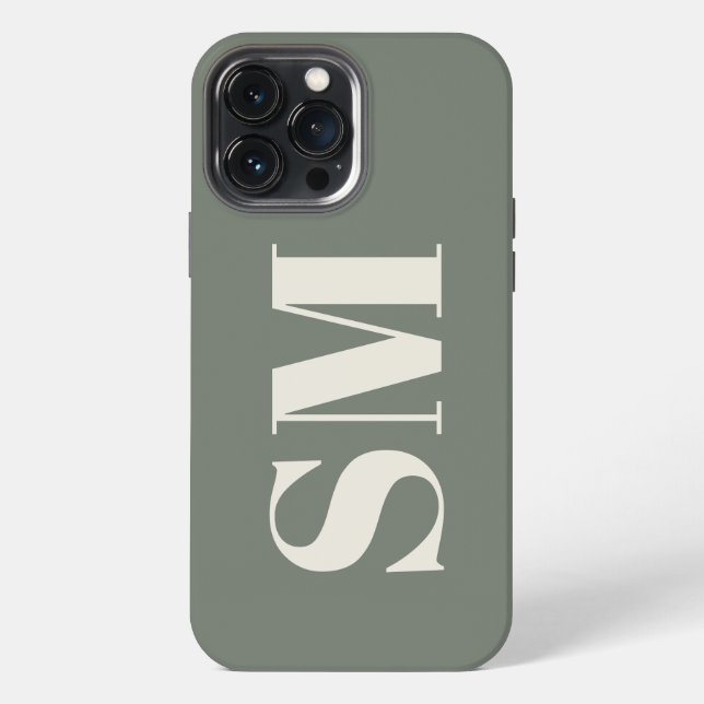 Elegant Sage Monogram initial  iPhone Case (Back)