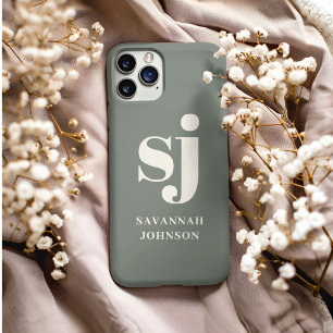 Elegant Sage monogram initials iPhone 13 Pro Max Case