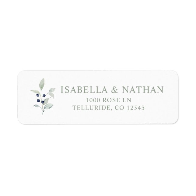 Elegant Sage Navy Greenery Return Address Wedding  (Front)