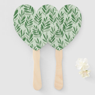 Elegant Sage & Olive Leaf Nature Pattern Hand Fan