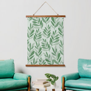 Elegant Sage & Olive Leaf Nature Pattern Hanging Tapestry