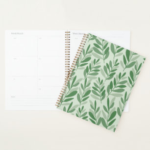 Elegant Sage & Olive Leaf Nature Pattern Planner